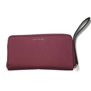 Vera Bradley Midtown Zip Around Wristlet Burgundy RFID Wallet Performance Twill